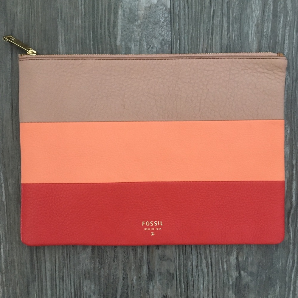 Fossil Pink Stripe Large Clutch
